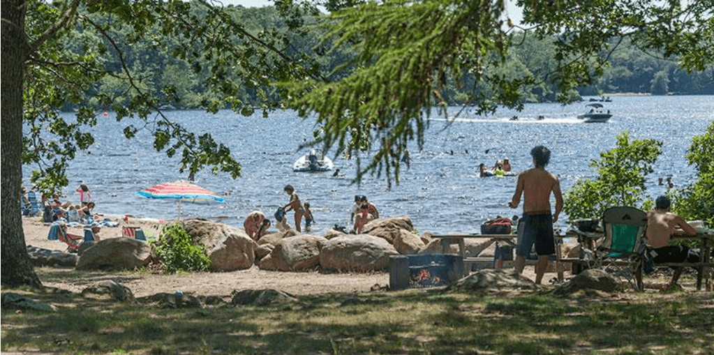 Beach and swimming at Watchaug Pond