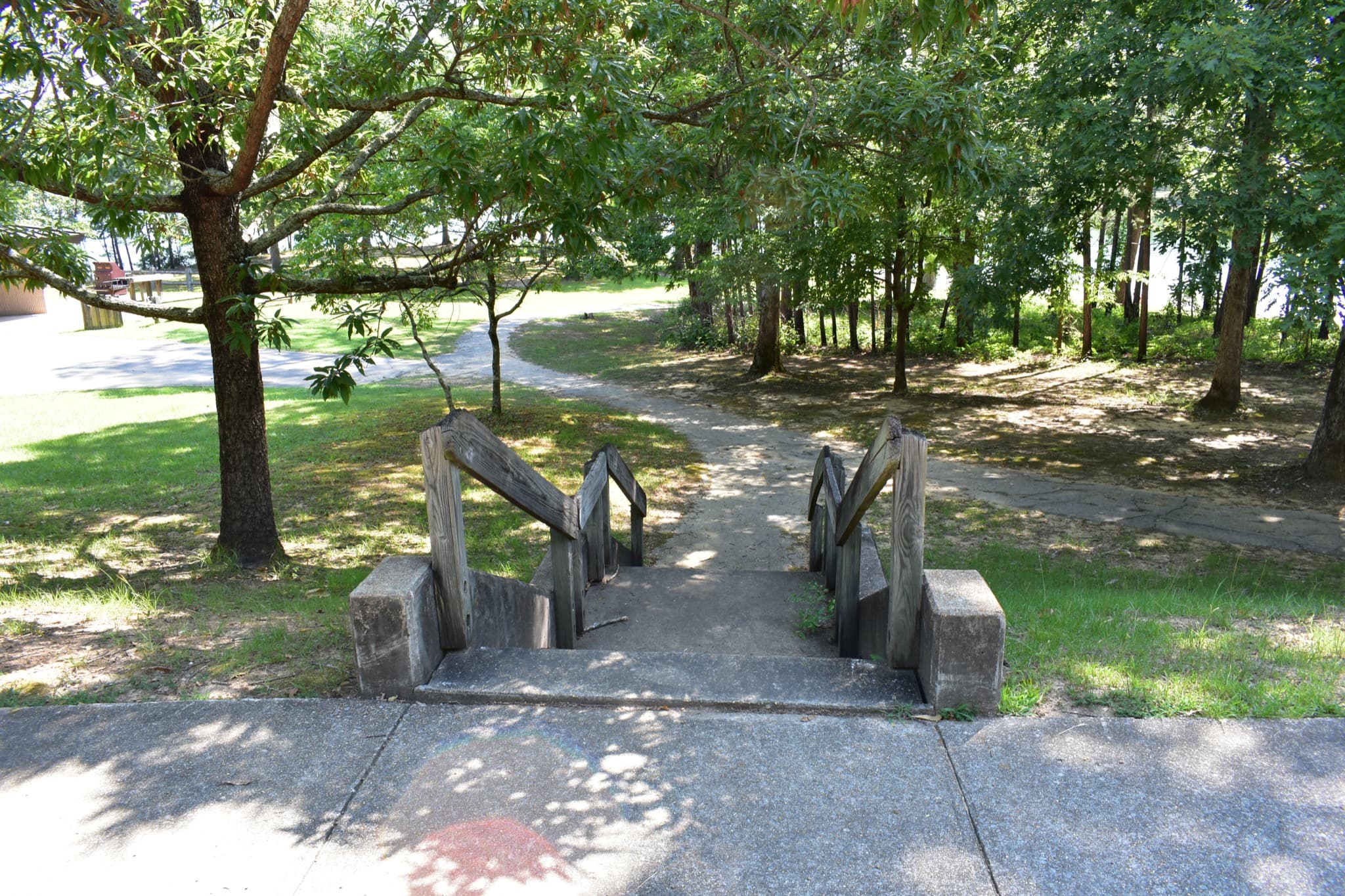 Shaded walkway and steps in the Clear Creek day-use area