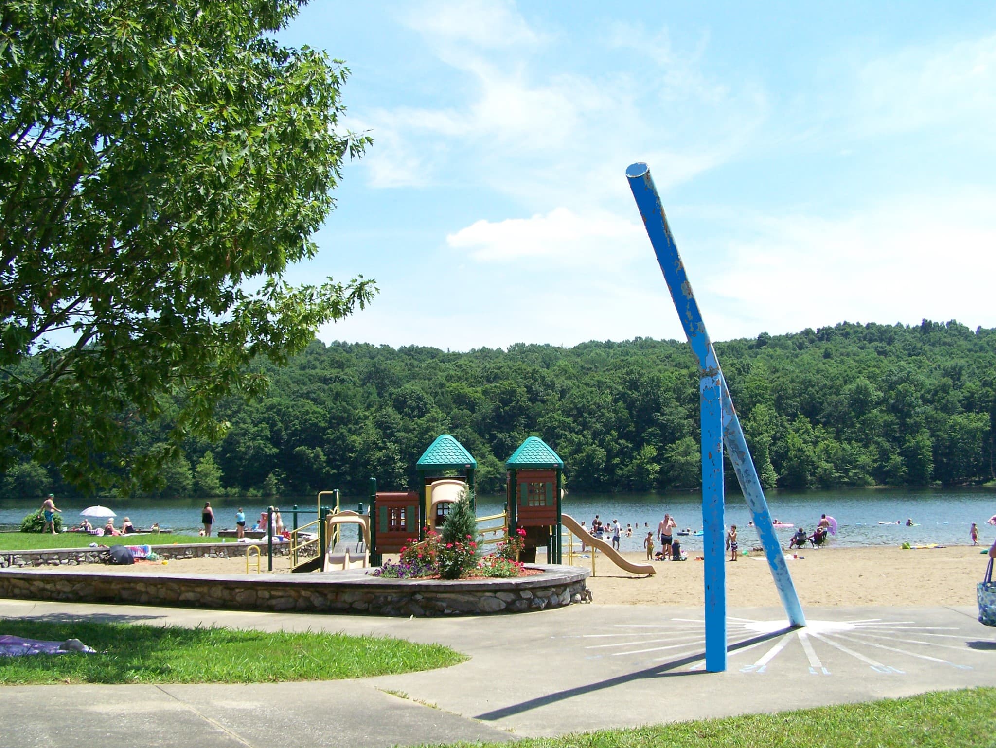 Visitors enjoying the swimming beach