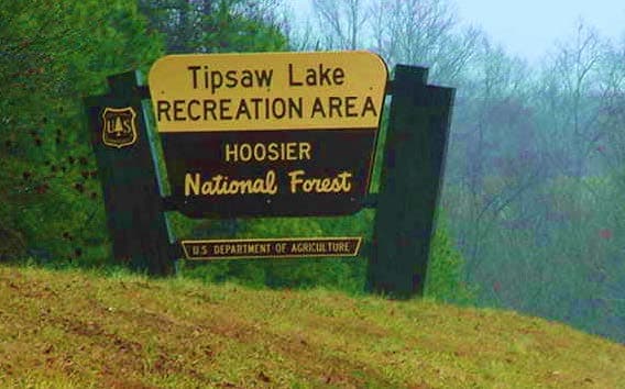 Tipsaw Lake Recreation Area entrance sign